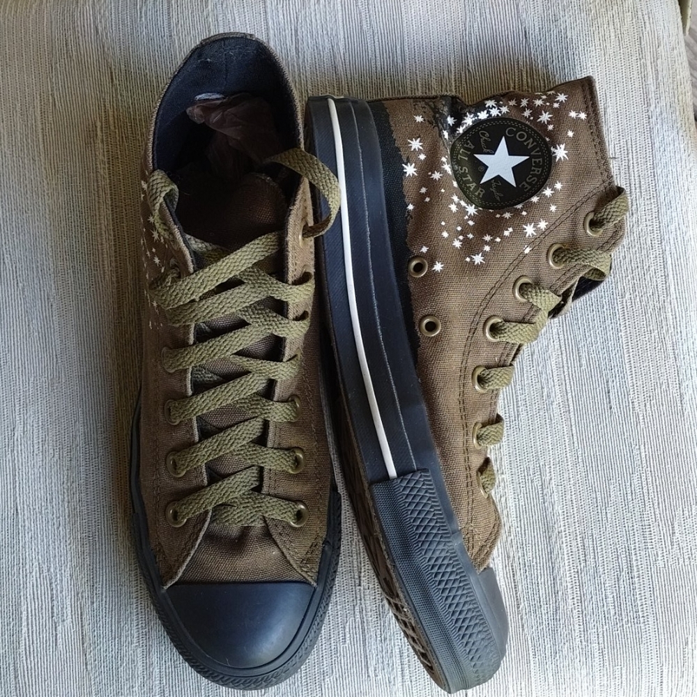 Converse All Star Chuck Taylor Army Green Brown Dandelion Stars Rare Sneakers